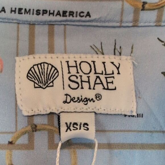 Holly Shae Designs Blue Botanical Standing Collar Tunic Blouse NWT - Picture 2 of 13